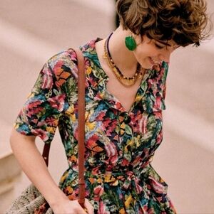 Sezane Laurette Dress Black Tropics - Size 38